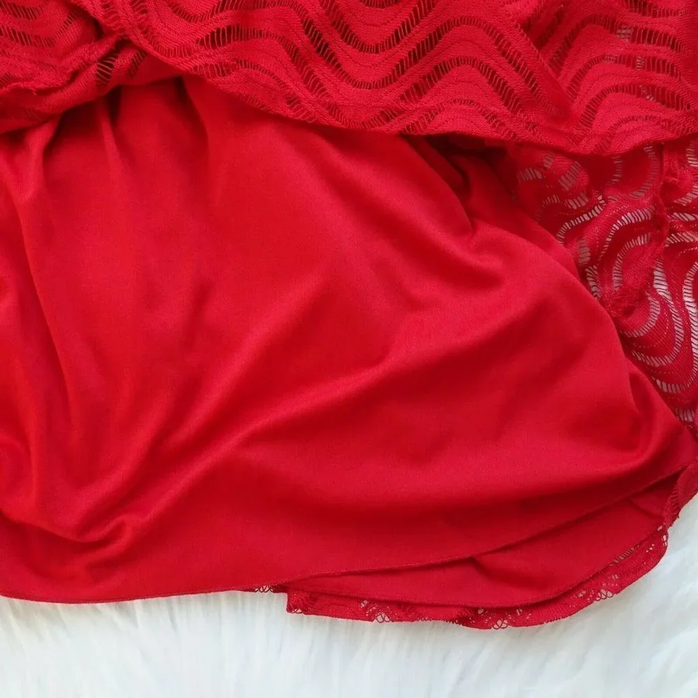 💰3/$25 City Triangles Flounce Dress Fit & Flare Lace Red Juniors S - Picture 9 of 12